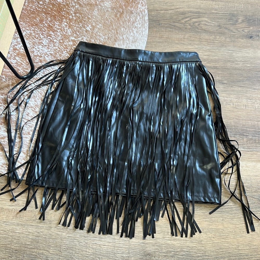 Leather Fringe Skirt